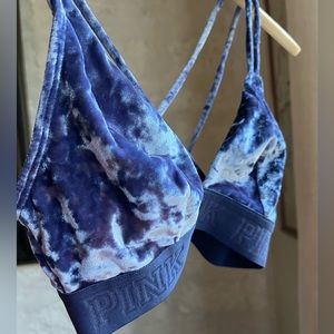 PINK Velvet Bralette. Three tier hooks in back. Stretchy material. Size XS/S.